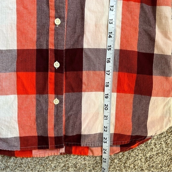 🦋 Old Navy Orange Boyfriend Button Up Long Sleeve Flannel XS Petite - Picture 6 of 7